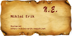 Niklai Erik névjegykártya